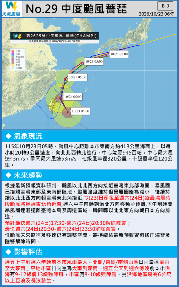 薔琵颱風路徑1023
